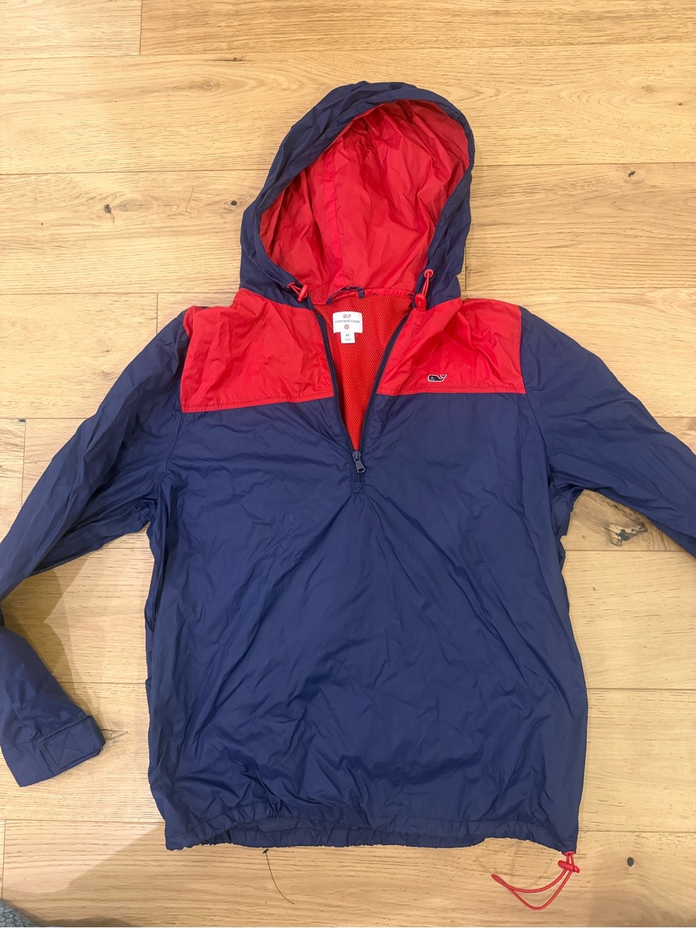Vineyard Vines Navy & Red Hooded Windbreaker Pullover medium
